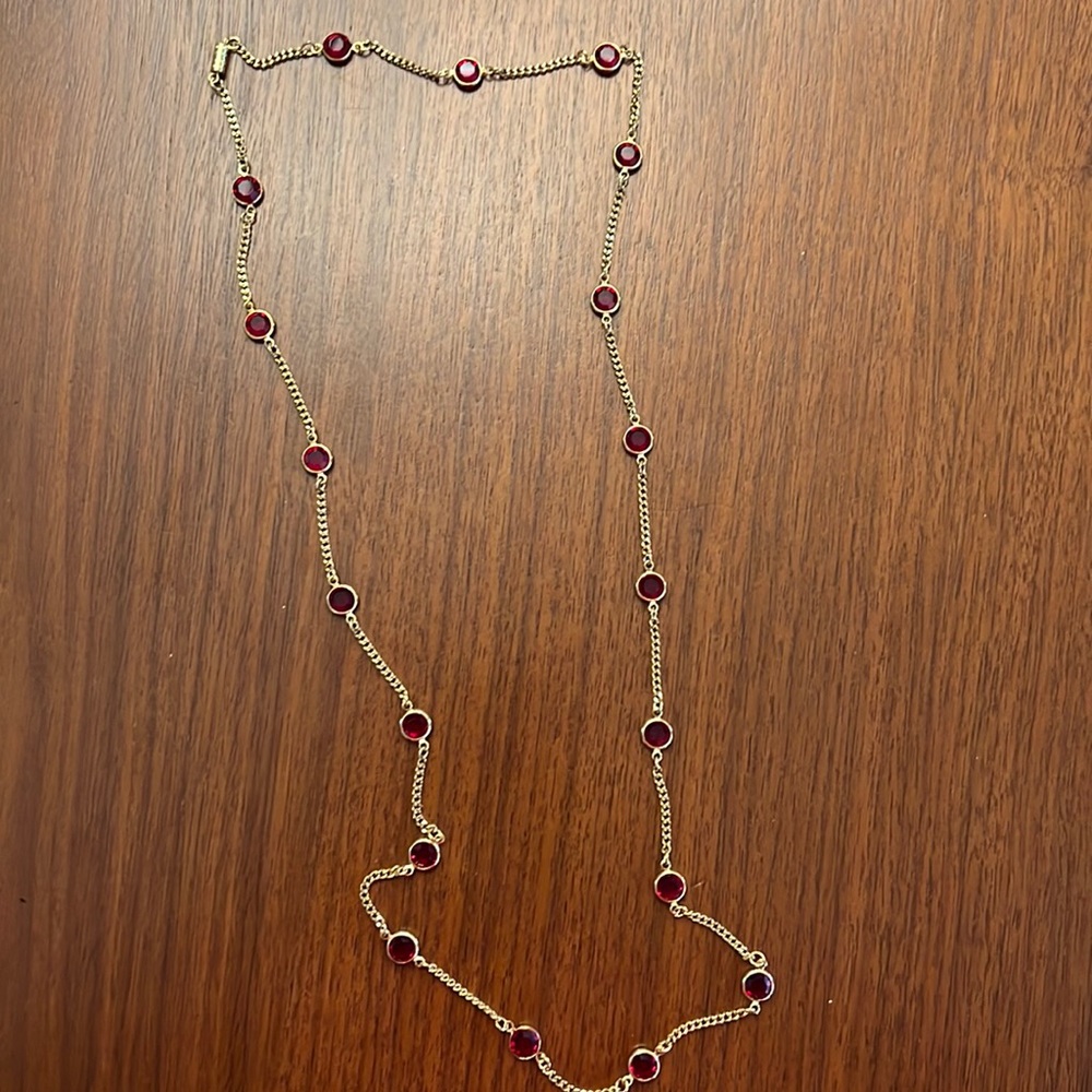 Faux gold and red long necklace